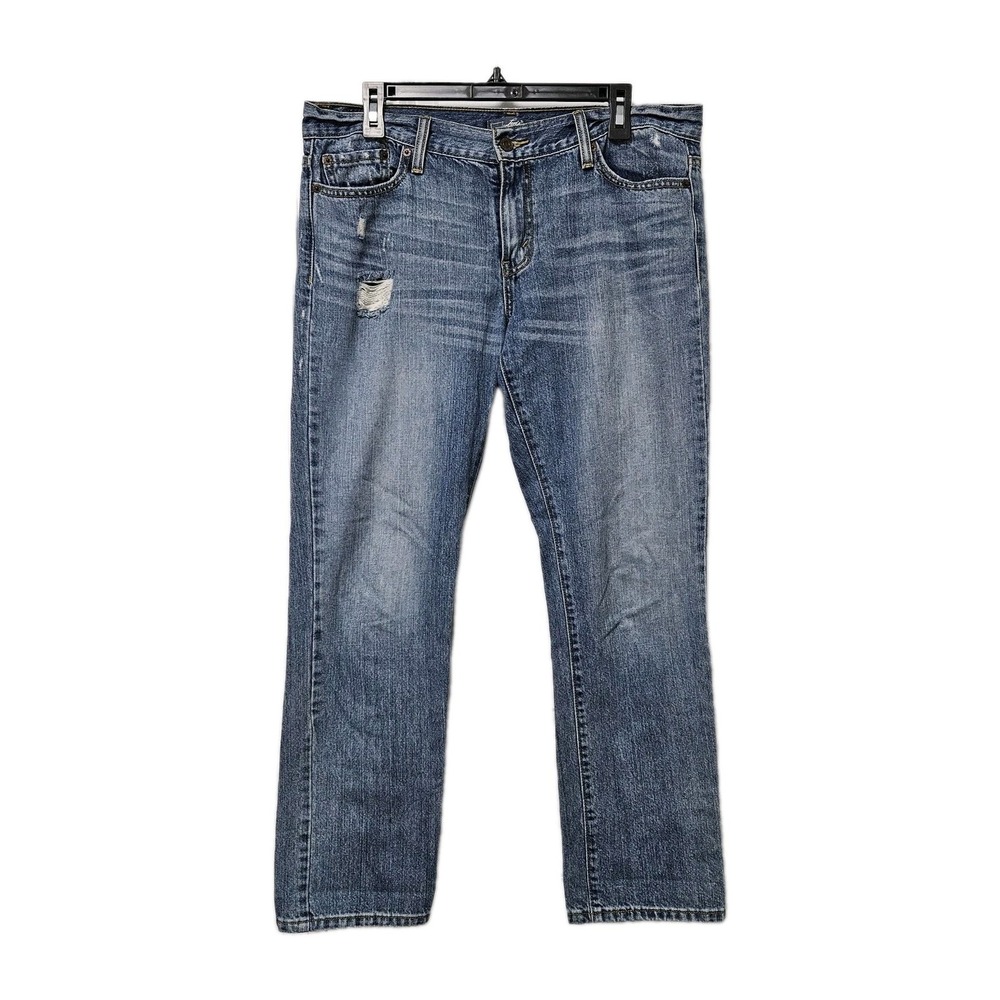 Levi's Jeans Womens 11 Blue Boyfriend Straight Distressed Mid Rise Denim Classic